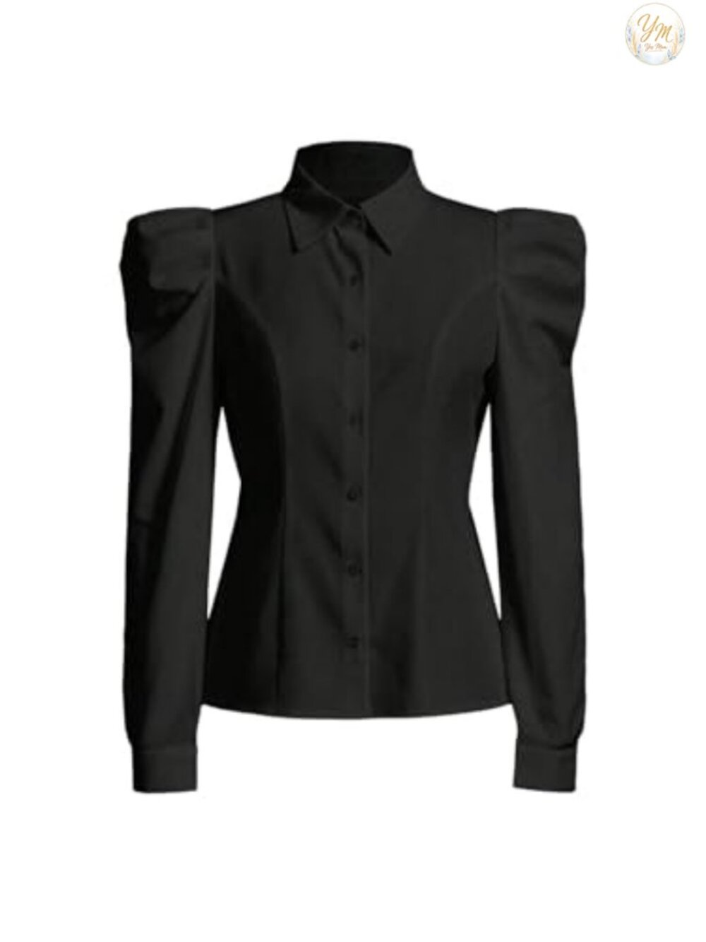 Floerns Women's Puff Long Sleeve Button Down Collared Office Blouse